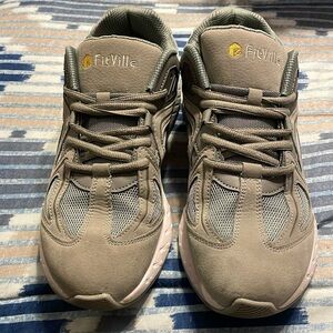 FitVille sneakers size 9 1/2 women's. Grey/yellow